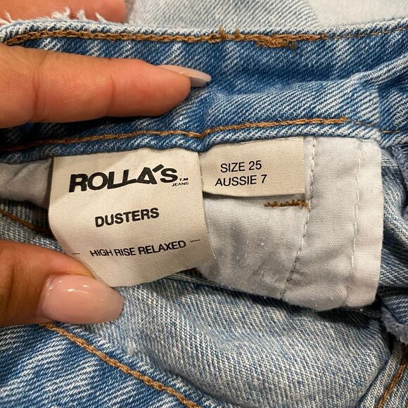 Rolla’s Dusters High Rise Relaxed Denim Shorts Women’s Size 25 Distressed Cutoff - Picture 3 of 8